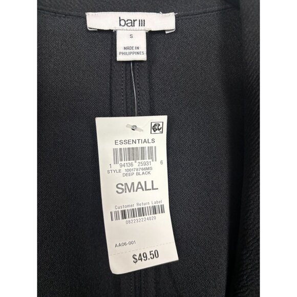 Bar III Women's Black Open-Front Ruched 3/4 Sleeve Knit Blazer Black Small NWT's - Picture 7 of 8